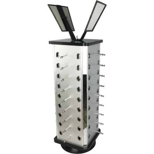 Rotating Glasses Display Stand Sunglasses storage Holder with Mirror for 36 Glasses
