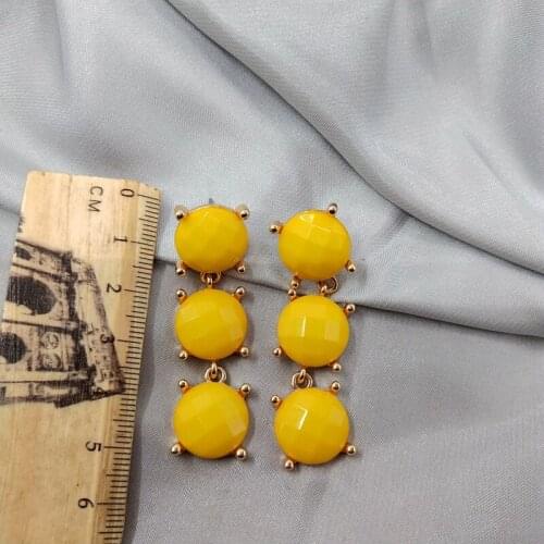 American style Qingdao jewelry earrings personality and temperament retro mix with yellow acrylic Earrings female D46