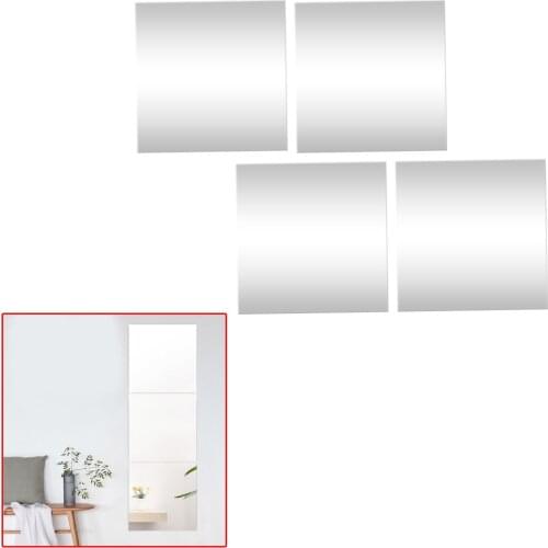 30x30cm 4pcs Mirror Tiles Wall Sticker Square Self Adhesive Stick On DIY Home Bathroom Bedroom Kitchen Decoration