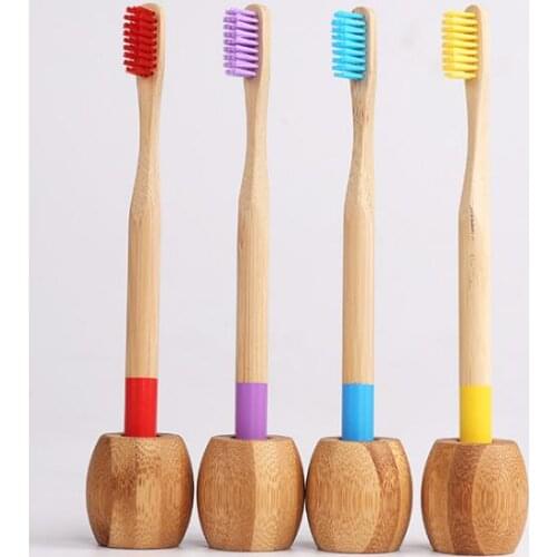 100pcs Natural Bamboo Toothbrush Base Wholesale Environment Bamboo Toothbrush Holder Stand Bathroom Accessories#39114