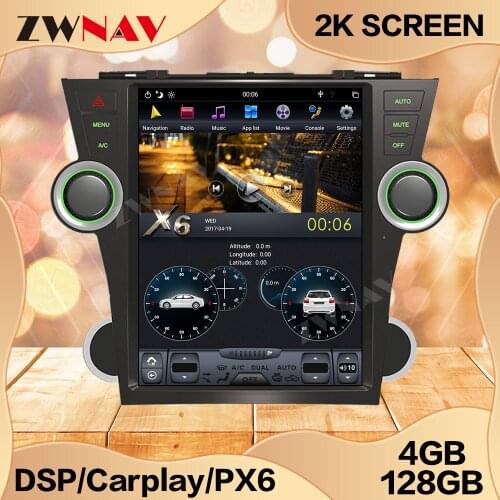4+128G Tesla Screen For 2007 2008 2009 2010-2013 Toyota highlander Android 9 Unit Car Multimedia Player GPS Audio Radio Stereo