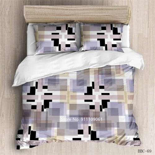2-3 Pieces Down Bed Covers Pillowcases Queen King Size Abstract Color Patchwork Geometric Print Luxury Bedding Home Textile