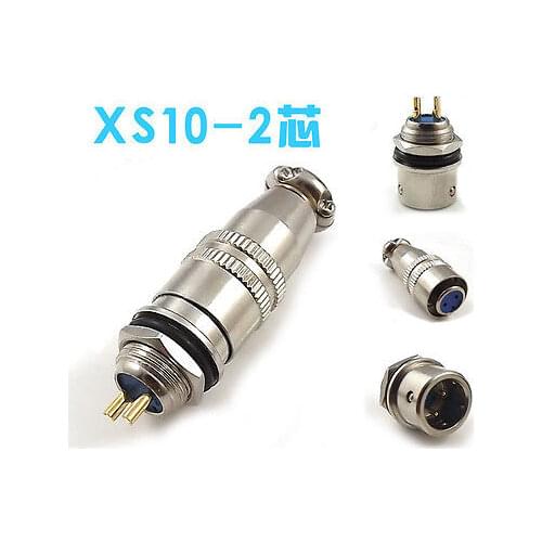 2Pcs Golden 2Pins Quick Aviation Connector Connecting Plug Socket XS10-2T 10mm