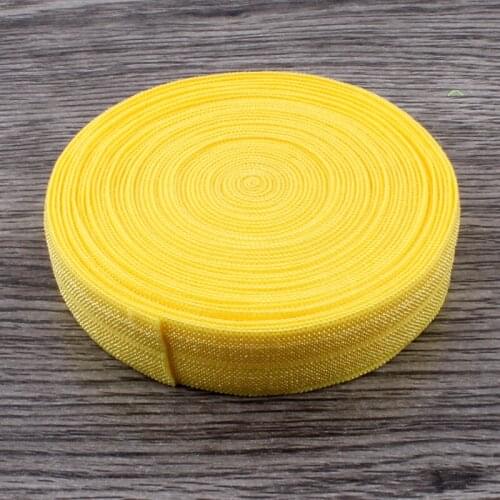50Y OEM 5/8 Shiny Solid Highly-flexible Nylon Folded Over Elastic Ribbon Stretch FOE for Hair Tie/Hair Bows/Elastic Headbands