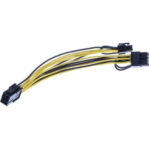 6 Pin Male to 2x PCIe 8Pin (6+2Pin) Male Graphics Video Card Cable Adapter