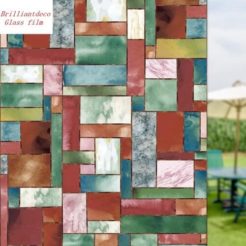 Static cling Watercolor glass film Bedroom deco window film bathroom opaque window Grilles sunscreen shower door film 45x100cm