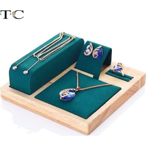 Bamboo and Wood Display Tray Jewelry Set for Earrings, Necklaces, Bracelets Display Counters Jewelry Display Rack Display