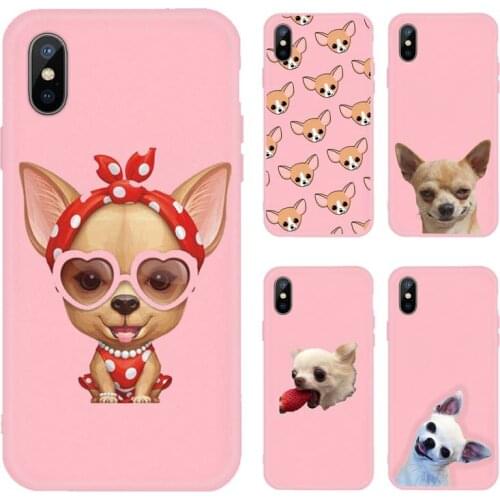 Chihuahua Dog Cute animal luxury Phone Case coque Candy Color for iPhone 6 7 8 11 12 s mini pro X XS XR MAX Plus protective capa