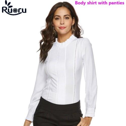Ruoru Elegant Ruffles Hollow Out Blouse Casual Beach Blusas Body Shirt Women Suit Bodycon Bodysuit Sexy Mujer Camisas