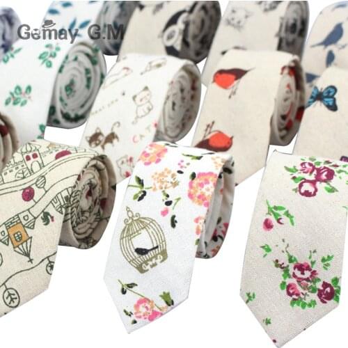 Fashion Mens Neck Tie Linen Skinny Tie for Men Wedding Party Print Neckties Casual Men Retro Neckwear Star Female Cartoon Ties