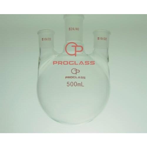 Three Necks Round Bottom Flask ,HAND BLOWERING,500mL,24/40 Center Joint,19/22 Sides Joint
