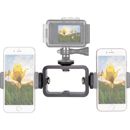 2 PCS Multi-Device Tripod Mount Adapter Live Broadcast Bracket 3 x 1/4 inch Threads Screw Clip