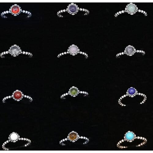 Birthday Blooms Ring March December Stone Stackable Bubble Ring 100% 925 Sterling Silver Jewelry 2020