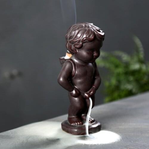 Backflow Incense Burner Cool Boy Cone Censer Red Incense Stove Teahouse Ornaments Ceramic Crafts Home Decor Smell Removing Tool