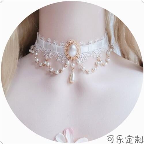 Lolita hand chain for Lolita clavicle luxuriant white pearl necklace of Europe type palace restoring ancient ways