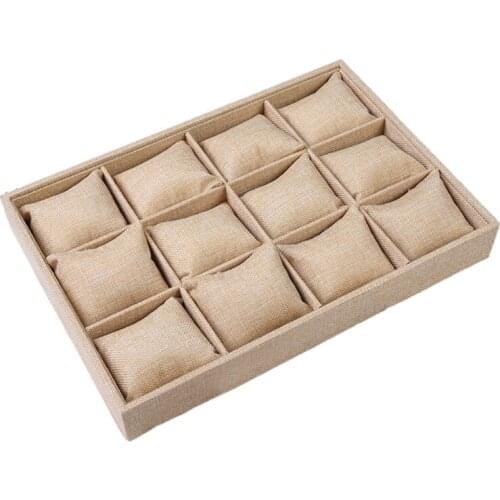 Watch Jewelry Tray Organizer Bracelet Display Showcase 12 Grid Pillows Without Lid Tray Jewelry Storage Holder Gifts fo 066C