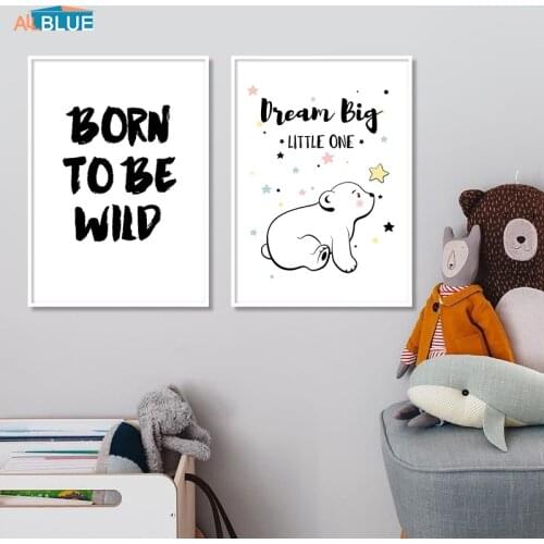 Bear Elephant Animal Nursery Posters and Prints Baby Wall Art Canvas Painting Decorative Pictures Nordic Style Kids Room Decor