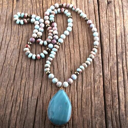 MD Fashion Bohemian Jewelry Natural Stones & Crystal With Semi Precious Drop Boho Necklaces For Women Dropship