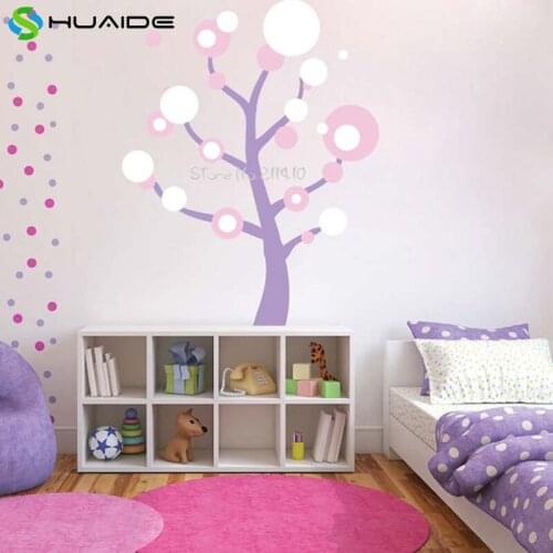 Polka Dot Tree Wall Sticker For Kids Room Custom Color Removable Vinyl Baby Room Wall Decal Vinilos Parede Wall Tattoo A622