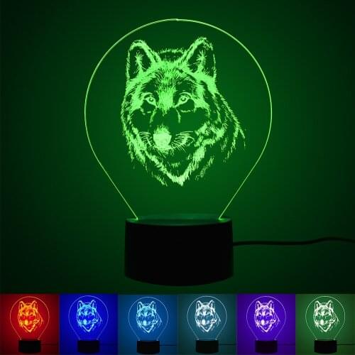 Strange New Creative Gift Wolf Decorative Lamp LED Home Baby Nursing Bedside Eye Protection 3D Night Light