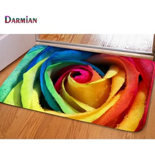 DARMIAN Colorful Rose Printing Non-slip Floor Carpet Tapis Living Room Kitchen Entrance Non-slip Doormat Rugs Alfombras de Salon