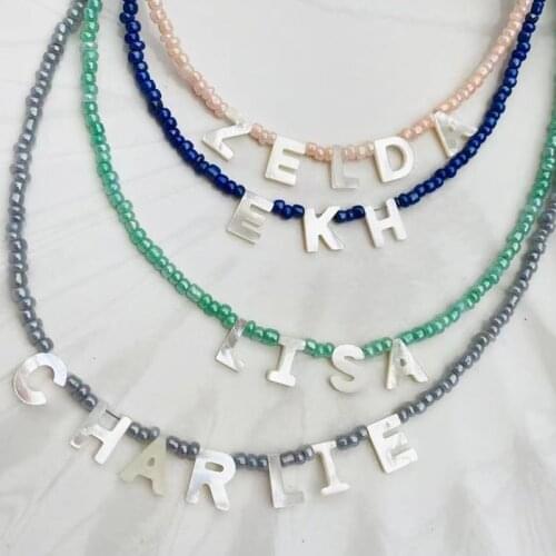 2021 New Style Shell Letter Pendant Necklace Handmade Colorful Bead Custom Name Necklace For Friends Unique Gift bizuteria damsk
