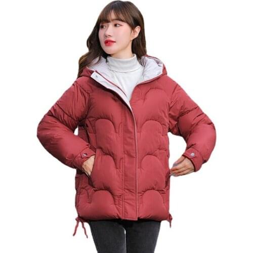 New 2021 Women Parkas High quality Short Jacket Winter Hooded Cotton Padded Coats Female Loose Puffer Jackets Ladies Outwear