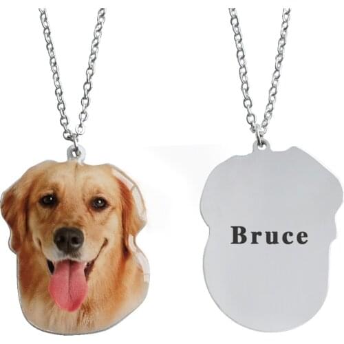 Personalized Photo Necklace Dog Cat Memory Jewelry Portrait Your Pet Name Necklace Pet Lover Gift Animal Picture Keepsake Gifts