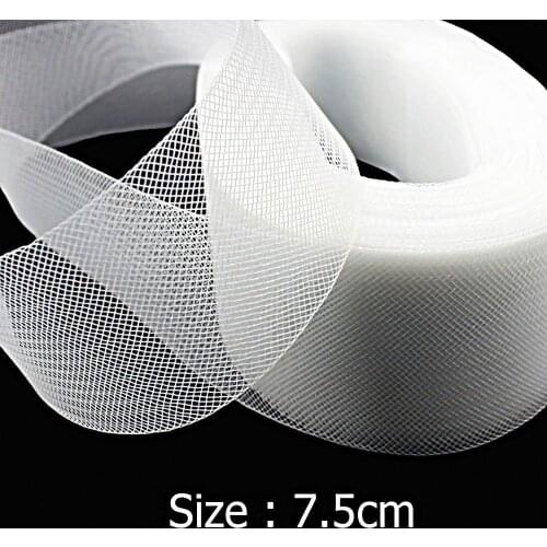 [IuBuFiGo] 3"(7.5cm) Flat Stiff Plain Crins Horsehair Crinolines Hard For Braid Dress Making 100yard