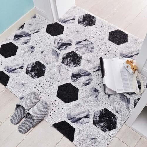 Custom Irregular Shape PVC Silk Loop Indoor/Outdoor Rug Mat Shoes Scraper for Bathroom Kitchen Plaid Check Diamond Area Rugs