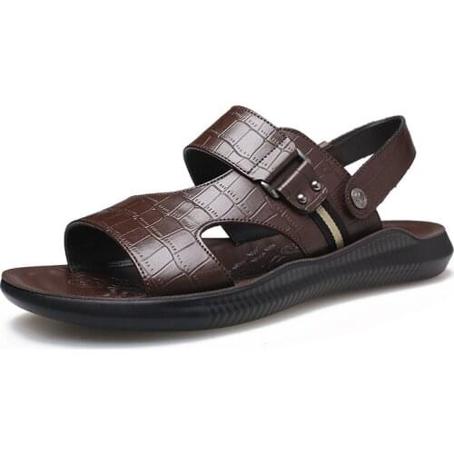 New Men Leather Sandals Summer Classic Men Shoes Slippers Soft Sandals Men Roman Breathable Comfortable Walking Man Footwear