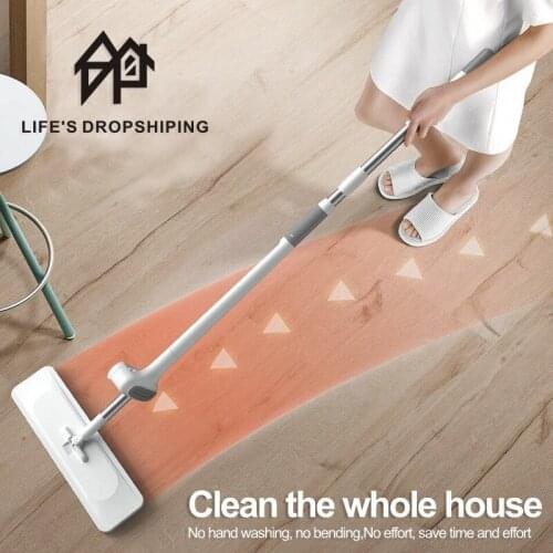 NEW Magic Flat Squeeze Mop Hand Free Washing Floor Cleaning Mop Microfiber Mop Pads Wet or Dry Usage Spin Mop Home House Office