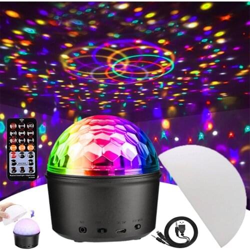 LED Bluetooth Disco Ball Light with Mp3 Player Speaker dj Prom Sound Party Stage Lights 9 Color Laser Projection Lamp for Home