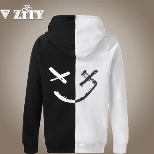 Oversized Sweatshirts Men Smile Hoodies Hip Hop Smile Print Unisex Couple Streetwear 2020 Men Women Fashion Patchwork Hoodies