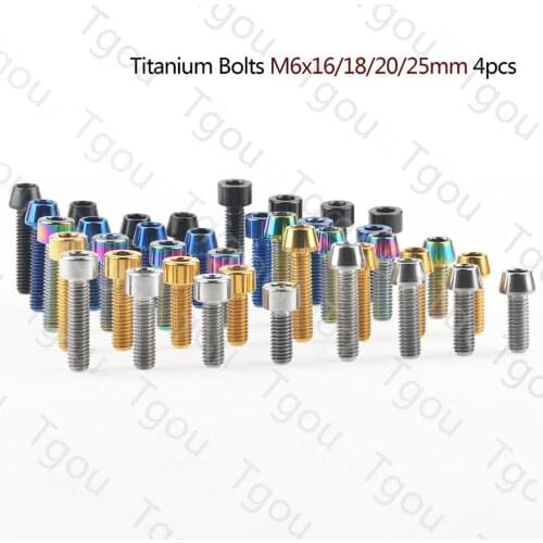 Tgou Titanium Bolts M6x16 18 20 25mm Allen Key Head Screws for Bicycle Disc Brake 4pcs
