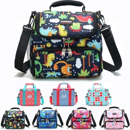 Outdoor Picnic Lunch Bag Lunch Bag for Kids Insulated Lunch Box Snack Box with Strap and Side Mesh Pocket for Boys Girls