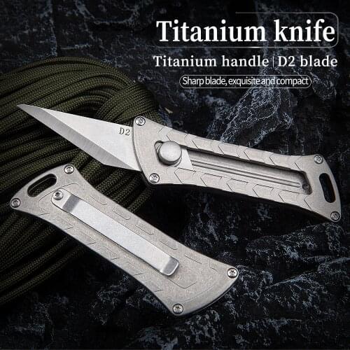 Titanium alloy utility knife push-pull telescopic knife utility knife outdoor camping survival self-defense knife