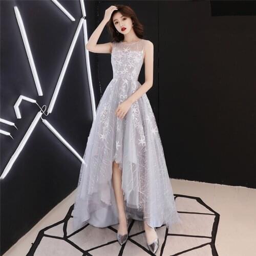 Party Dress Light Gray Star Floral Long Dress 2019 New Spring Korean Starry Elegant Chic Sleeveless Dress Vestido Feminina LD320