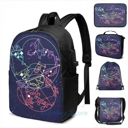 Funny Graphic print She-Ra Constellations Artwork USB Charge Backpack men School bags Women bag Travel laptop bag
