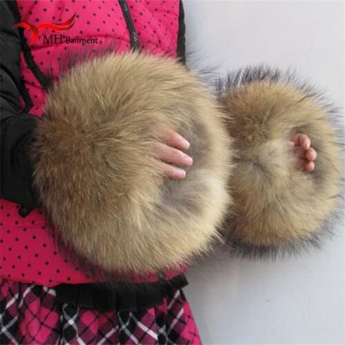 Nature Genuine Fur Cuff Oversize Real Raccoon Fur Boot Cuff Sleeves Sleeve For Women Winter Coat Downcoat X#2
