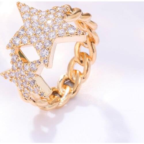 Luxury Female Stars CZ Charm Rings Fashion Gold Rhinestone Filled Jewelry Bridal Wedding Engagement Rings For Women Gifts 2020