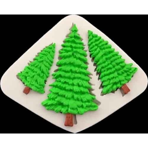 Wholesale 10 Pcs/lot 3 Christmas Tree Silicone Sugarcraft Mold Fondant Cake Decorating Tools Bakeware