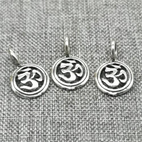 10pcs of 925 Sterling Silver OM Charms for Yoga Meditation Bracelet Necklace