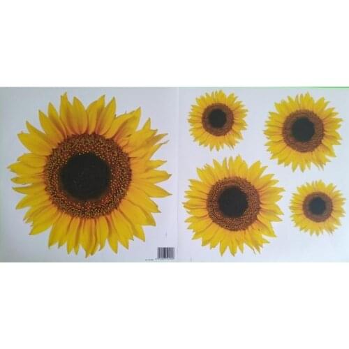 12 packs/box SUNFLOWER PVC Sticker DIY Wall Kitchen Kids Living Room Door Plate Cup Vase Tile Accessory Functional Toy Hobby