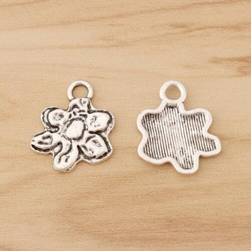 20 Pieces Tibetan Silver Flower Charms Beads for Necklace Bracelet Jewellery Making Accessories 19x17mm