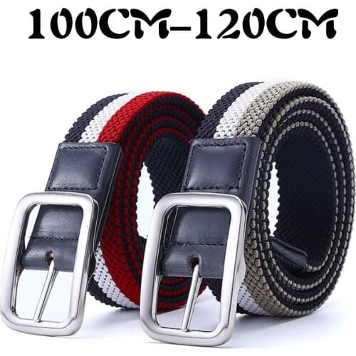 2020 Women Belt Japanese Buckle Design Manual Elastic Woven New Buckle Men Belt With Jeans 100-120CM Square Metal Button