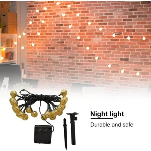 30 Solar LED String Lights Fairy Lights Waterproof Wrought Iron Hollow Lamp Ball Outdoor Garden Decor Landscape String Light