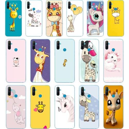 89AA Cartoon giraffe gift Soft Silicone Tpu Cover phone Case for OPPO A1K A5S A7 AX7 A5 A9 2020 Realme C3 Case