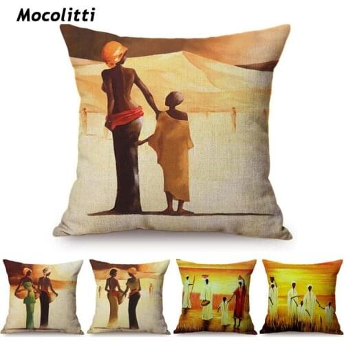 Abstract Africa Oil Painting African Lifestyle Sofa Decorative Pillow Case Beautiful Living Room Exotic Decoration Cushion Cover