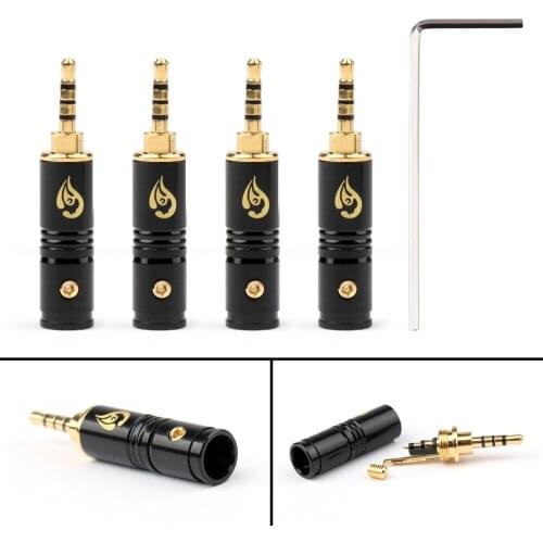 Artudatech 4 PCS 2.5mm 4 Pole TRRS Stereo Male Audio Plug Adapter Connector Headphone Silver Black Jack Parts